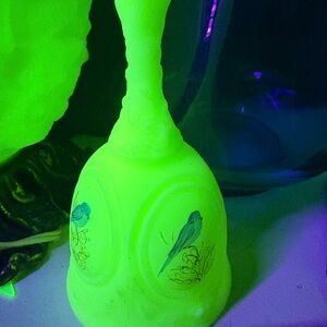 Vintage Uranium Fenton Blue Birds Bell